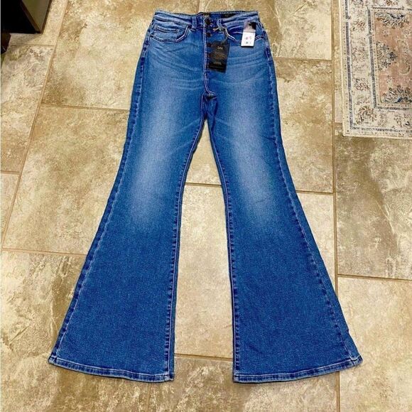 Lee Vintage Modern High Rise Flare Jeans 29x33 NWT Stretch Distressed Denim - Picture 3 of 11